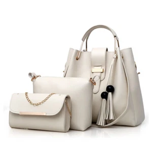 Fashion Women PU Leather Handbags 3Pcs Messenger Shoulder Bag Tote Satchel Purse - Picture 1 of 30