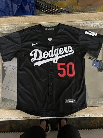 Mookie Betts Jersey NEW Mens Large Black Los Angeles Dodgers Cover