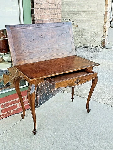 English Tudor queen Ann oak Folding Game table with drawer Cover