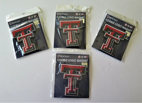 LOT OF FOUR (4) TEXAS TECH RED RAIDERS, FLEXIBLE MAGNETS FROM WINCRAFT Cover