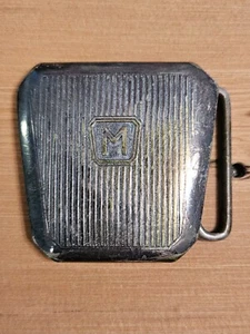 ANTIQUE Hickok SILVER Plate Letter 'M' Monogram Art Deco Belt Buckle - Picture 1 of 19