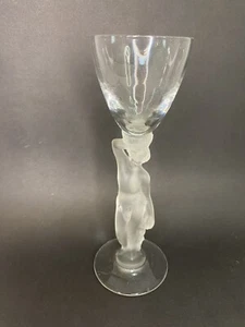 Frosted Nude Stem 6" CORDIAL GLASS Small Chips on Base - Picture 1 of 10