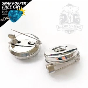 Snap Pin, Snap Button Brooch, Snap Lapel Pin, Silvertone- Fits 18-20mm Snaps - Picture 1 of 4