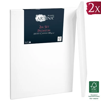 ARTINA 2er Set Keilrahmen Leinwand Baumwolle Leinwände Malen Künstlerbedarf Premium XXL