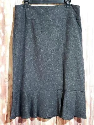 Falda Lápiz East 5th Gris Oscuro Tweed con Volantes Parte Inferior Dobladillo Sirena Talla 14 Foto 1 de 4