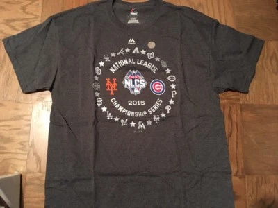NY METS CHICAGO CUBS NLCS T SHIRT XL BASEBALL 2015 WORLD SERIES MAJESTIC CITI  - Image 1 of 4