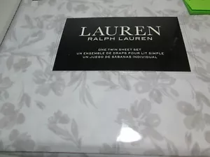 Nuovo set lenzuola gemelle Ralph Lauren floreale ~ grigio chiaro e bianco sporco nuovo - Foto 1 di 3