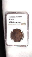 1862 Great Britain One Penny NGC XF40 BN 1P Coin BUY IT NOW!