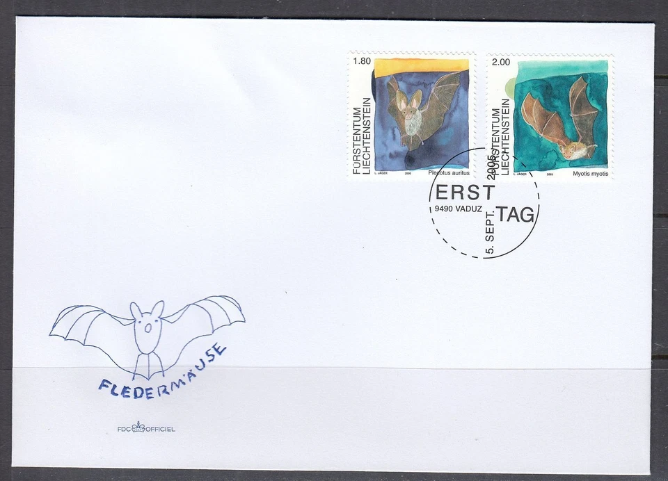 Liechtenstein Scott 1325-6 FDC - Bats - Image 1 of 1