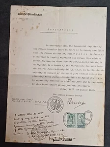 GERMANY BRITISH CONSULAR CERTIFICATE STAMP EGYPT JUNKERS AIRCRAFT ENGINEER 1932 - Picture 1 of 2