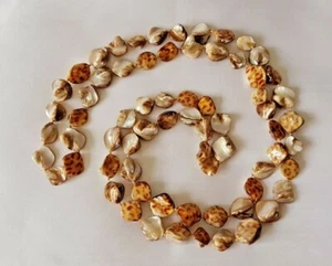 Long Necklace ~ Mother of Pearl Shell ~ Hand Knotted Silk ~ Polished - Picture 1 of 9