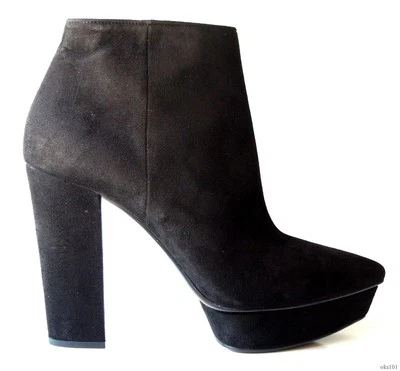 PRADA Negro Gamuza Tacón Alto Tobillo Botas 39 9 - Botines Sexy Únicos Nuevos $950 Foto 1 de 4