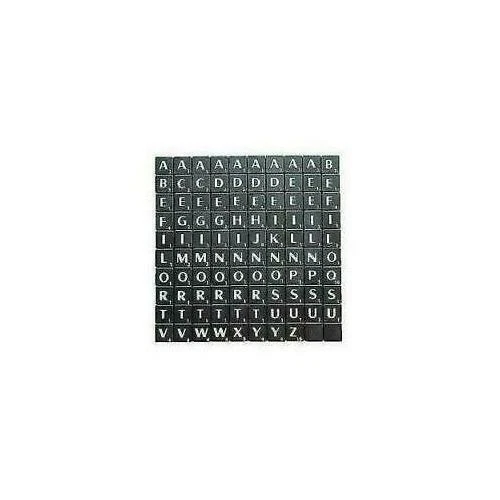 TILES BLACK/WHITE LETTERS FULL SET 100 PIECES -PLASTIC BLACK COLOURED - Image 1 of 1