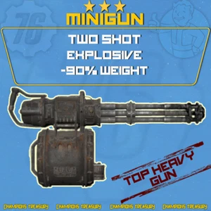 FALLOUT 76 PC TWO SHOT EXPLOSIVE -90% WEIGHT MINIGUN TOP HEAVY GUN! - Picture 1 of 1