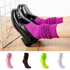 Calcetines Sueltos Apilados Bota Alta Inclinados Calcetines Coloridos Mujeres Crujientes Informales Rodilla - Imagen 1 de 27