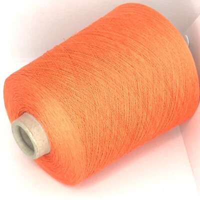 Coral Orange LINEN LACE WEIGHT Yarn on Cone for Crafts *USA TARIFF FREE* - Image 1 of 4