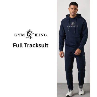Gym King Mens Pro Logo FULL Tracksuit Designer Hoodie Sweatshirt Joggers Bottom - Image 1 of 4