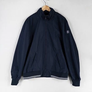 Penguin Jacket Mens Large Navy Blue Zip Up Lightweight Windbreaker Zip Out Hood - Picture 1 of 8