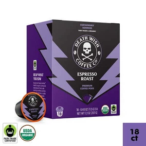 Organic and Fair Trade, Espresso Roast, Single-Serve Coffee Pods, 18 Count - Picture 1 of 6