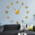 Flying Plane Fighter Jet Modern DIY Giant Wall Clock Acrylic Mirror Home Decor
