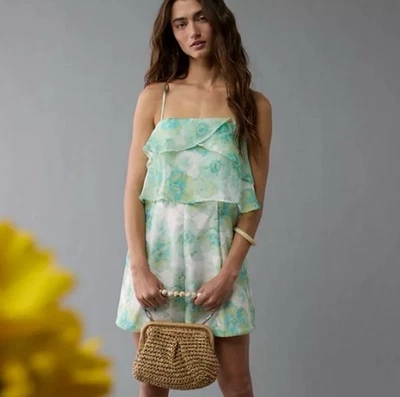 Nuevo AMERICAN EAGLE Mameluco Mediano Sin Tirantes Organza Volantes Hada Fiesta Femenina Foto 1 de 4