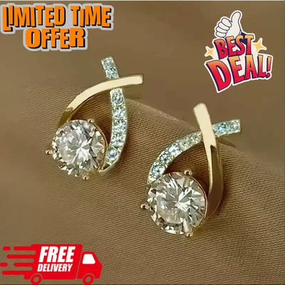 Pendientes de aro enchapados en oro de 18k para mujer colgantes de cristal elegantes joyas de moda Foto 1 de 4