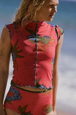 Blusa Free People Movement Seea Calypso rosa/rosa nylon/elastano G nova com etiquetas $98 - Imagem 1 de 4