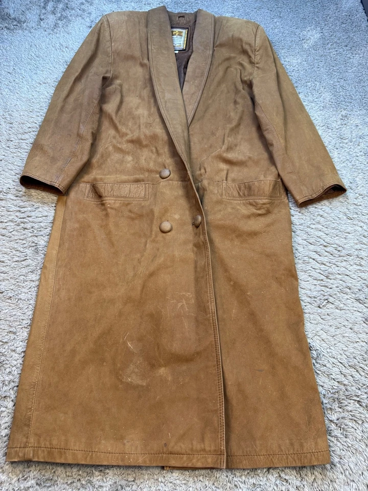 Chaqueta de Cuero Global Identity Mujer Grande G-III Gamuza Doble Pecho Trinchera Foto 1 de 4