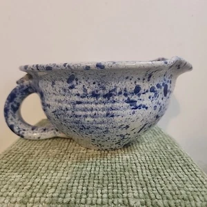 Signed Tom Jones 1997 Blue Spongeware Pottery Batter Bowl – Fairhope AL Vtg - Picture 1 of 8