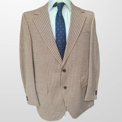 Blazer Vintage Palm Beach Para Hombres 44L Granate Pata de Gallo Abrigo Deportivo Hecho en Unión en EE. UU. Foto 1 de 4