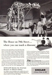 1956 Sinclair: Casa sul 79° tocco un dinosauro pubblicità stampa d'epoca - Foto 1 di 1