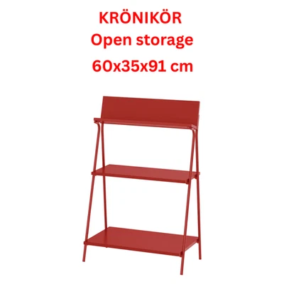 IKEA KRÖNIKÖR Open Storage Shelf Display Unit Modern  Red Bookcase 60x35x91cm - Image 1 of 4