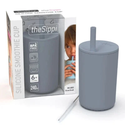 Smoothie Sippy Cup with Stopper Straw Brightberry 240ml LARGE SLATE - image 1 of 4