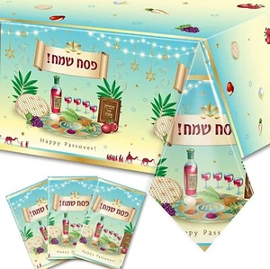Happy Passover Disposable Plastic Table Covers 71" x 43" for Party Home Dining - Picture 1 of 4