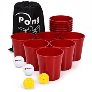 Giant Yard Pong Outdoor Game Bucket Ball Set for Beach BBQ Picnic w/ Carry Bag - Picture 1 of 6