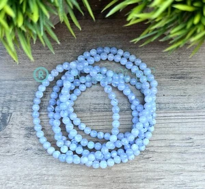 Wholesale 6 Pcs Natural Blue Lace Agate 4.5 mm7.5” Crystal Stretch Bracelet - Picture 1 of 5