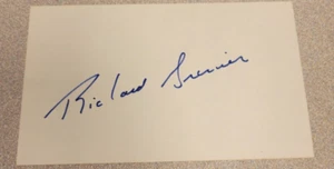 RICHARD GRENIER SIGNED 3x5 INDEX CARD AUTOGRAPH NY ISLANDERS QUEBEC NORDIQUES - Picture 1 of 2