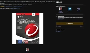 Trend Micro - Internet Security (3-Device) (6 Month Subscription) - Picture 1 of 1
