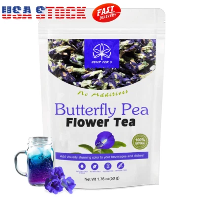 HEMP FOR U 100g Butterfly Pea Flower Organic Flowers Dried Tea Natural-Clitoria Ternatea