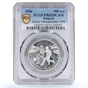 Bulgaria 500 leva Football Cup France Players Mule PR62 PCGS silver coin 1996 - Picture 1 of 2
