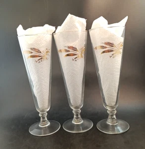 Homer Laughlin “Golden Wheat” Set Of 3 Mid-Century Modern Pilsner Beer Glasses - Picture 1 of 7