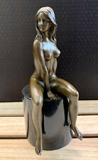 Bronzefigur Jungfrau Skulptur Frau Akt Erotik Figur Antik Bronze Statue Deko Neu