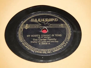 Carter Family 78 1/min Bluebird 5908 Heart's Tonight Texas Cowboy's Wild Song 1934 - Bild 1 von 5
