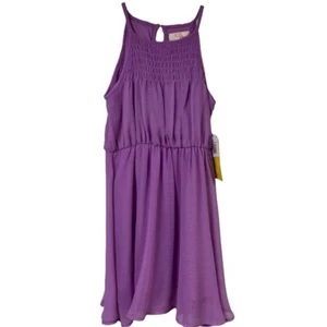 GB Girls Dress Purple Sleeveless Size S Keyhole Back Elastic Waist Spring Party - Picture 1 of 8