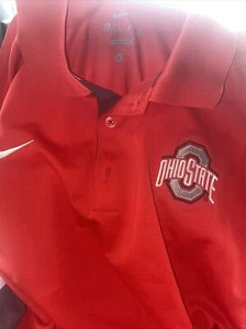 Ohio State Buckeyes Golfshirt LARGE NIKE DRI-FIT genäht NCAA LOGO neu mit Etikett Coach Ausrüstung - Bild 1 von 5