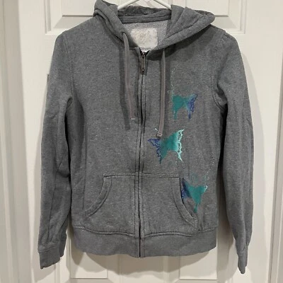 Sudadera con Capucha O'Neill Gris Cremallera Completa Pequeña Para Mujer Diseño Mariposa Foto 1 de 4