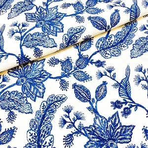 1135.Blauer Blumendruck 100% Baumwollstoff,doppelte Breite,280cm breit, je 1/2 Meter - Bild 1 von 8