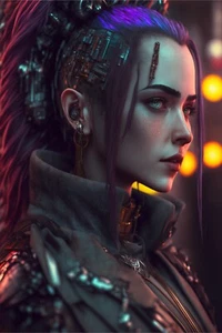 Impresión artística futurista luminosa de ciencia ficción princesa Cyberpunk 564177308 - Imagen 1 de 1
