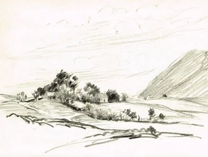 Miniature Scottish 1920s pencil sketch drawing picture - Picture 1 of 3
