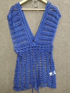 Codigo Crochet Knitted Blue V-Neck Beach Mini Dress S - Picture 1 of 10